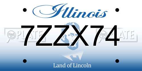 7ZZX74 Illinois License Plate