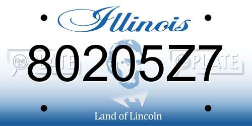 80205Z7 Illinois License Plate