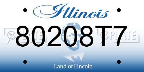 80208T7 Illinois License Plate