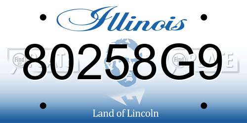 80258G9 Illinois License Plate