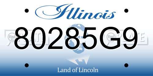 80285G9 Illinois License Plate