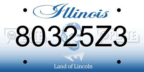 80325Z3 Illinois License Plate
