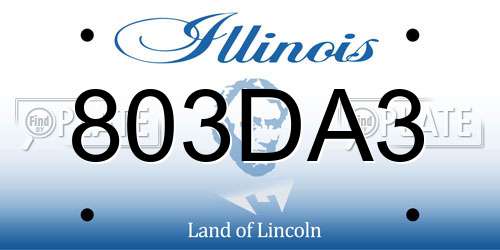 803DA3 Illinois License Plate