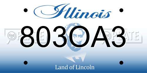 803OA3 Illinois License Plate