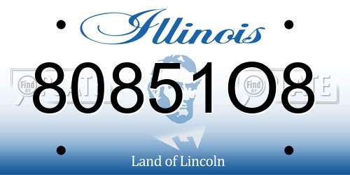 80851O8 Illinois License Plate