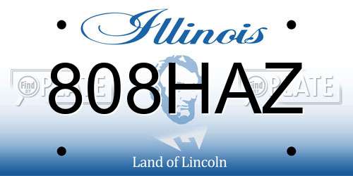808HAZ Illinois License Plate