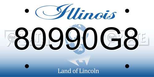 80990G8 Illinois License Plate