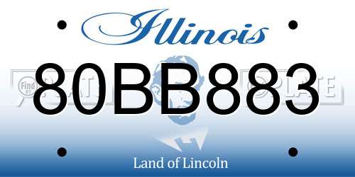 80BB883 Illinois License Plate