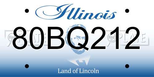 80BQ212 Illinois License Plate