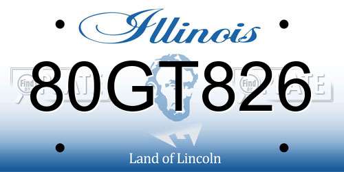80GT826 Illinois License Plate
