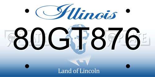80GT876 Illinois License Plate