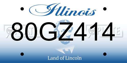 80GZ414 Illinois License Plate