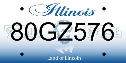 80GZ576 Illinois License Plate