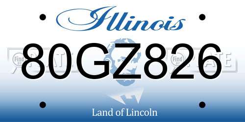 80GZ826 Illinois License Plate