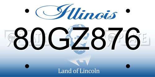 80GZ876 Illinois License Plate