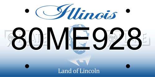 80ME928 Illinois License Plate