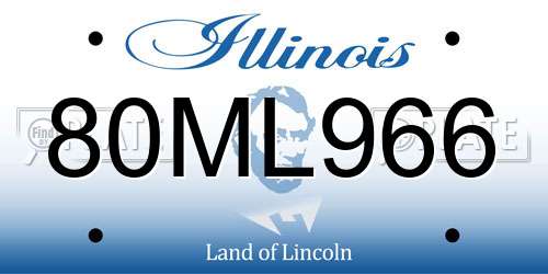 80ML966 Illinois License Plate