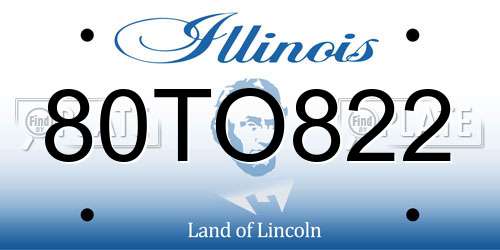 80TO822 Illinois License Plate