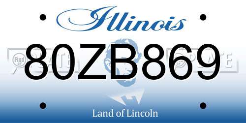 80ZB869 Illinois License Plate