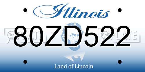80ZD522 Illinois License Plate
