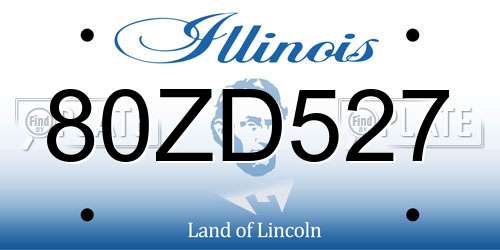 80ZD527 Illinois License Plate