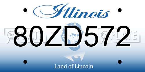 80ZD572 Illinois License Plate