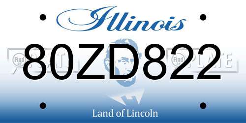 80ZD822 Illinois License Plate