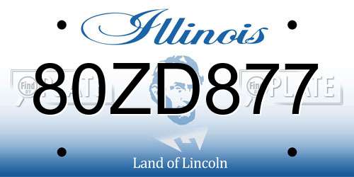 80ZD877 Illinois License Plate