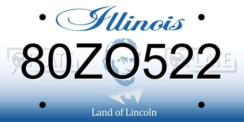 80ZO522 Illinois License Plate