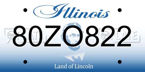 80ZO822 Illinois License Plate