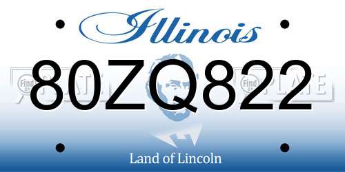 80ZQ822 Illinois License Plate
