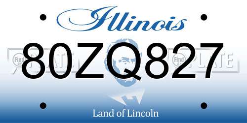 80ZQ827 Illinois License Plate