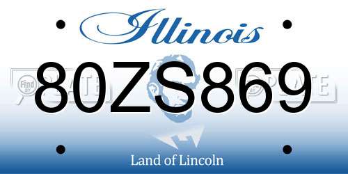 80ZS869 Illinois License Plate