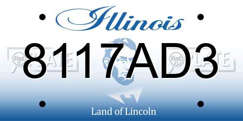 8117AD3 Illinois License Plate