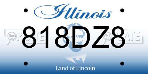 818DZ8 Illinois License Plate