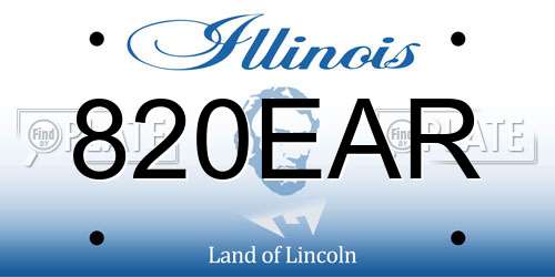 820EAR Illinois License Plate