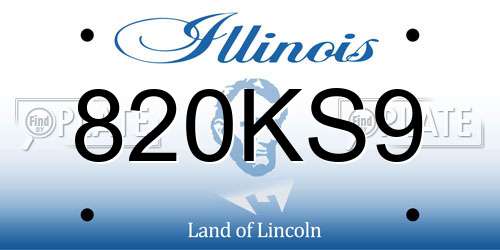 820KS9 Illinois License Plate