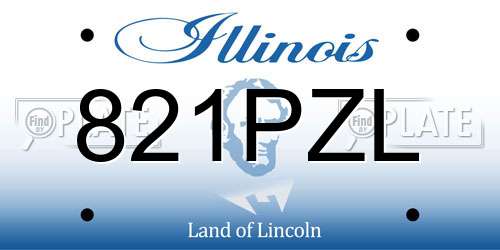 821PZL Illinois License Plate