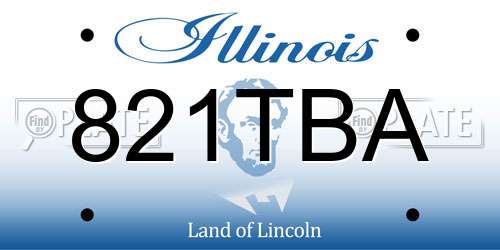 821TBA Illinois License Plate