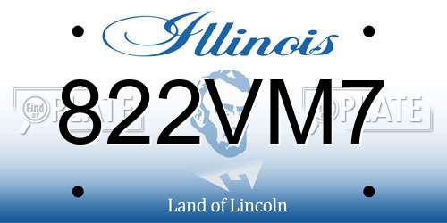 822VM7 Illinois License Plate
