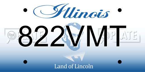 822VMT Illinois License Plate