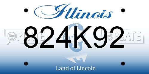 824K92 Illinois License Plate
