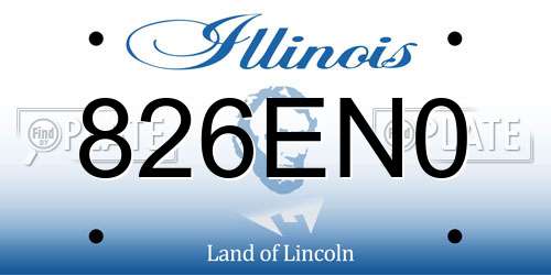 826EN0 Illinois License Plate