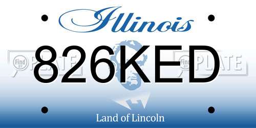 826KED Illinois License Plate