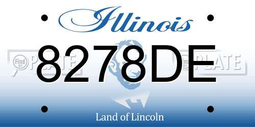 8278DE Illinois License Plate