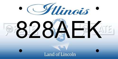 828AEK Illinois License Plate