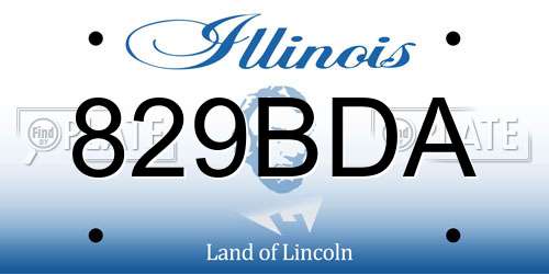 829BDA Illinois License Plate