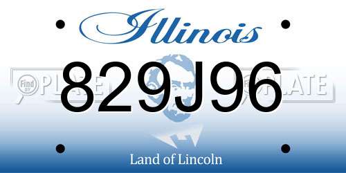 829J96 Illinois License Plate