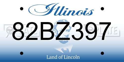 82BZ397 Illinois License Plate