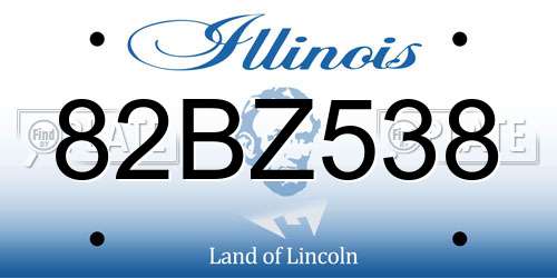 82BZ538 Illinois License Plate
